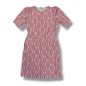 Boden Zoey Jersey Mini Dress Amaryllis Stretch Block Print Pink Red Size 4